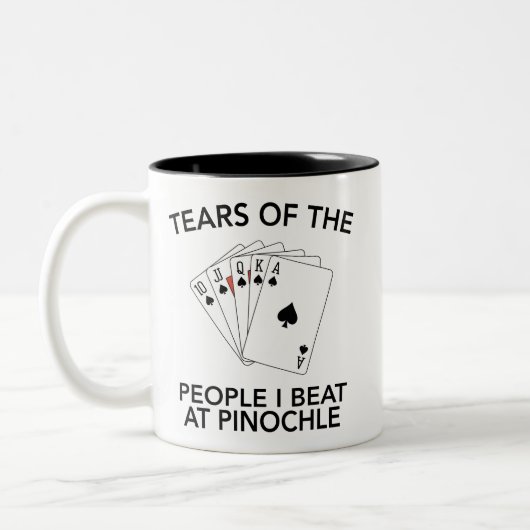 Tears Of The People I Beat At Pinochle Funny ツートーンマグカップ (左)