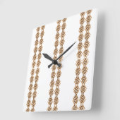 Tebeb Geometric Weave – Ethiopian Tribal Pattern スクエア壁時計 (傾斜)