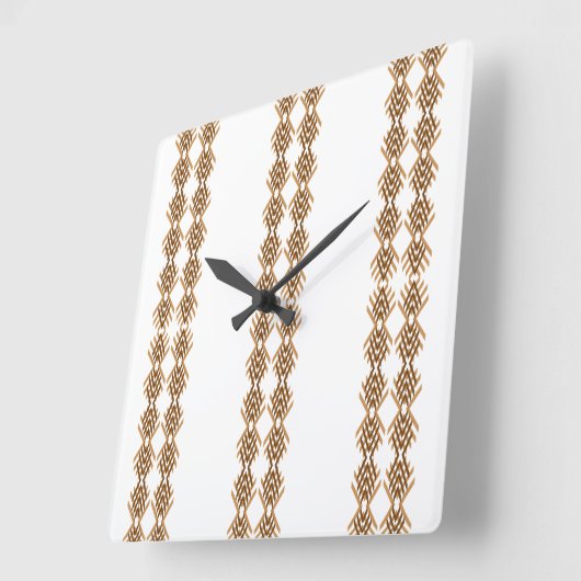 Tebeb Geometric Weave – Ethiopian Tribal Pattern スクエア壁時計 (傾斜)