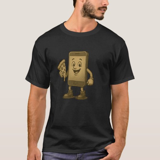 Techおもしろい頭が切れるとPizza Lovのピザ付き電話 Tシャツ (正面)