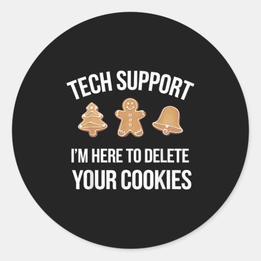 Techサポート クッキーを削除します Xmas クリスマス ラウンドシール (正面)