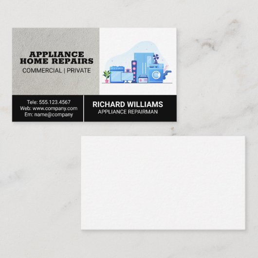 Tech Appliance Repair Home Services 名刺 (正面/裏面)