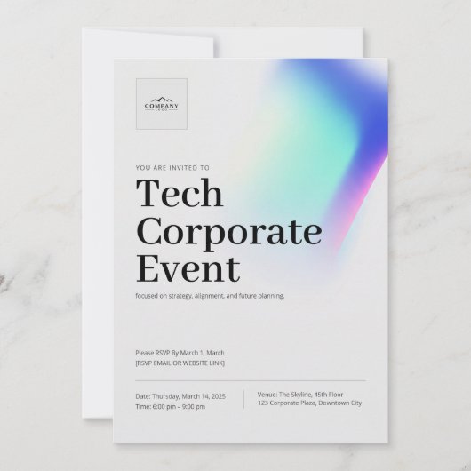 Tech Business corporate Event Meeting Invitation セーブザデート (正面)