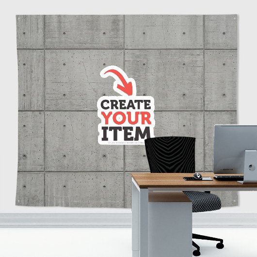 Tech Concrete Zoom 背景 グレー ロゴ 追加 タペストリー