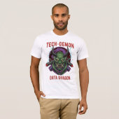 Tech-Demon Data Dragon T-Shirt | Cyberpunk Oni Mas Tシャツ (正面フル)