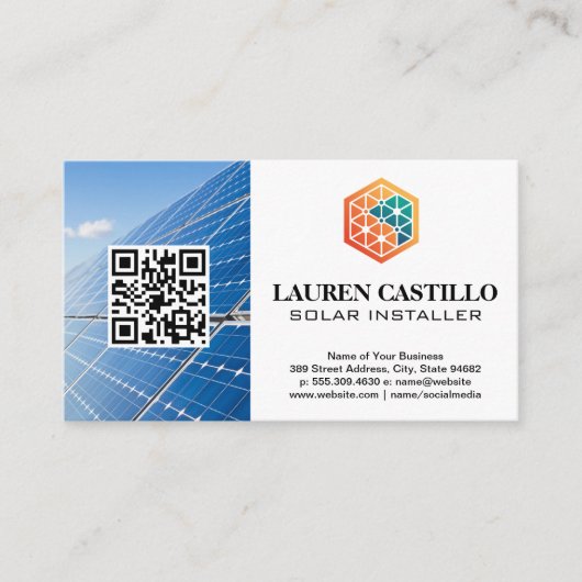 Tech Energyロゴ | パネル太陽の | QR 名刺 (正面)