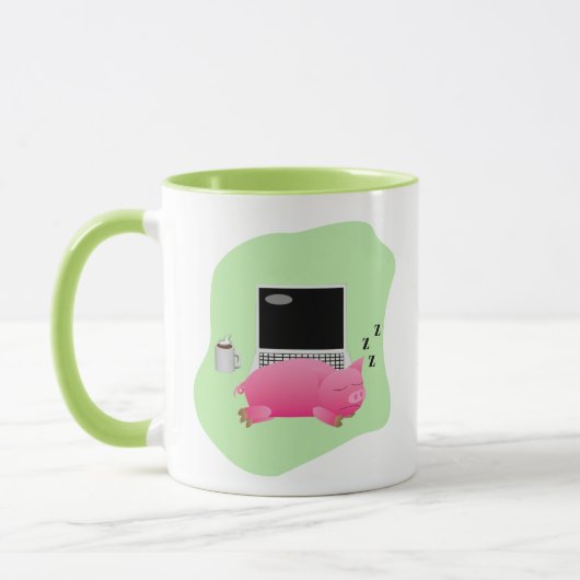 Tech Humor Pig Design -System Powered Down マグカップ (左)