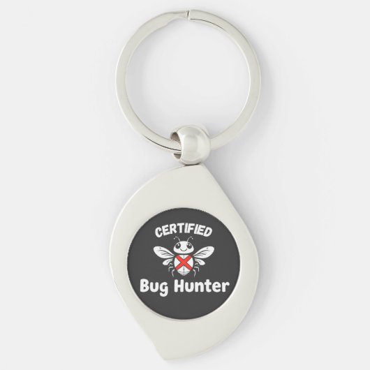 Tech Keychain おもしろい - 「Certified Bug Hunter」 キーホルダー (正面)