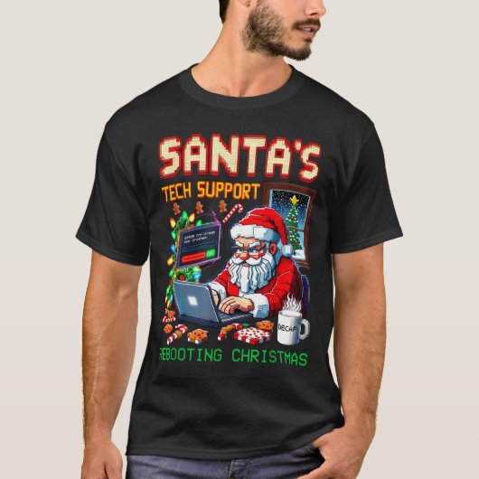 Tech Pixel Support Santa's Rebooting Tシャツ (正面)