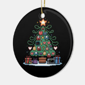 Tech Programming Retro Gaming Christmas Tree Geek セラミックオーナメント (左)
