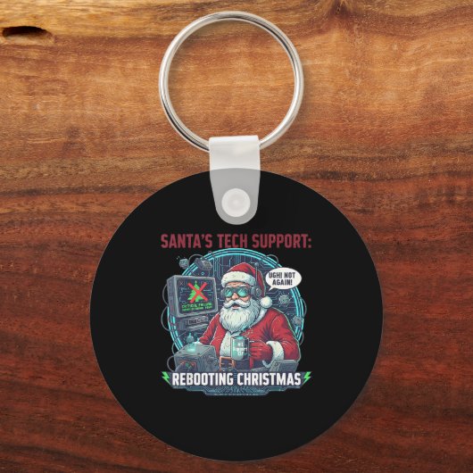 Tech Santa Rebooting s Support Joke キーホルダー (正面)