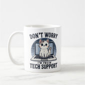 Tech Supportの可愛い猫の私を心配しなおもしろいい コーヒーマグカップ (左)