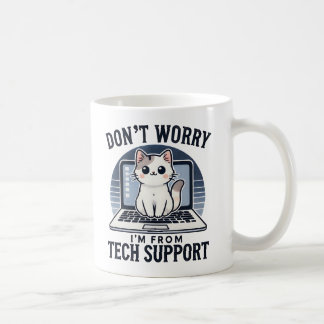 Tech Supportの可愛い猫の私を心配しなおもしろいい コーヒーマグカップ
