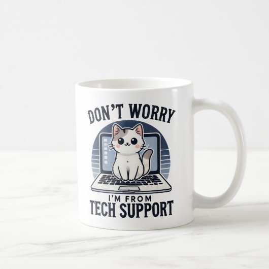 Tech Supportの可愛い猫の私を心配しなおもしろいい コーヒーマグカップ (右)