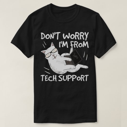 Tech Support CatのImを心配しなおもしろいい Tシャツ (デザイン正面)