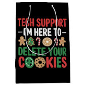Tech Support Christmas Cookies Funny Work  ミディアムペーパーバッグ (正面)