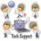 Tech Support Custom-Cut Vinyl Sticker シール (正面)