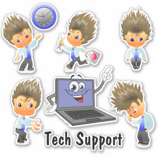 Tech Support Custom-Cut Vinyl Sticker シール (正面)