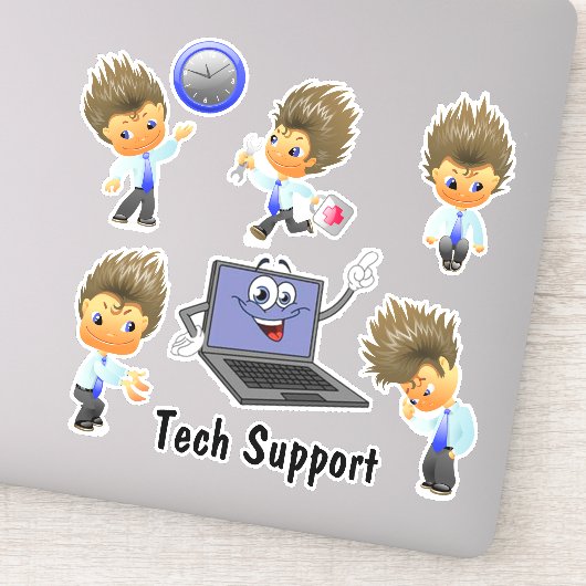Tech Support Custom-Cut Vinyl Sticker シール (詳細)