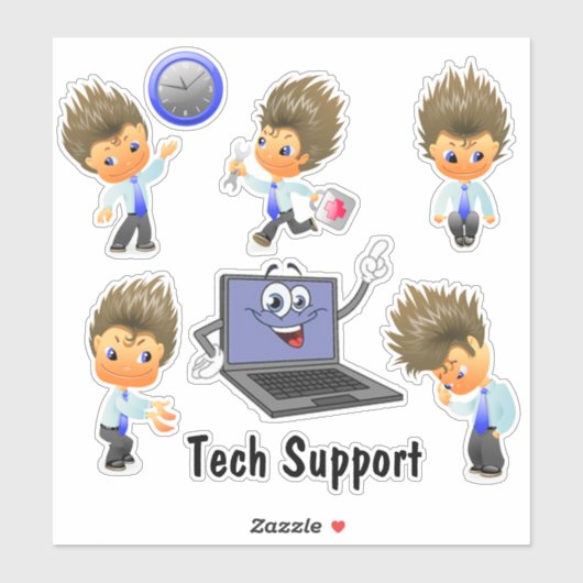 Tech Support Custom-Cut Vinyl Sticker シール (シート)
