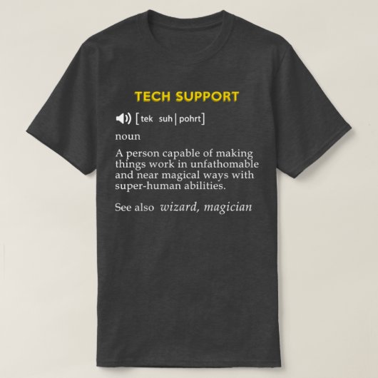 Tech Support Definition Funny Computer Geek Tシャツ (デザイン正面)