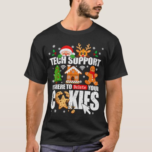 Tech Support Delete Your Cookies Men Ugly Christma Tシャツ (正面)