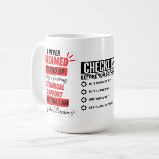 Tech support Mok checklist コーヒーマグカップ (正面左)