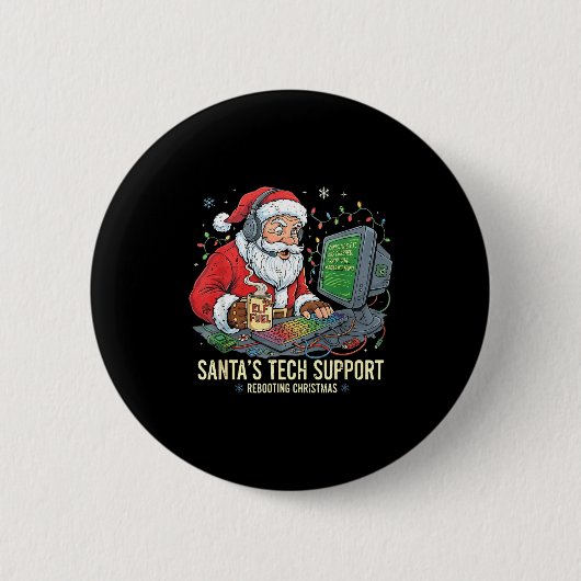 Tech Support Rebooting s Computer Santa Santa Humo 缶バッジ (正面)
