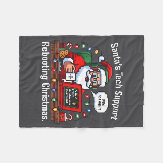 Tech Support s Santa Rebooting Meme フリースブランケット (正面(横))