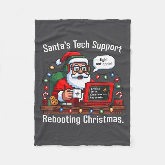 Tech Support s Santa Rebooting Meme フリースブランケット (正面)
