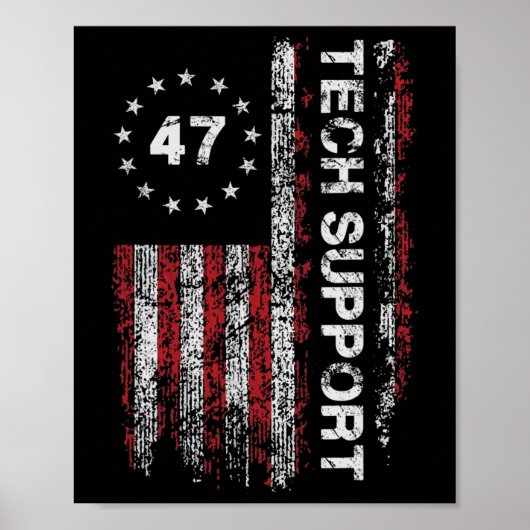 Tech Support Us Flag White House Tech Support D.o. ポスター (正面)