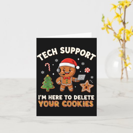 Tech Suprt Christmas Cookies Women Men Funny Chris カード (黄色い花)