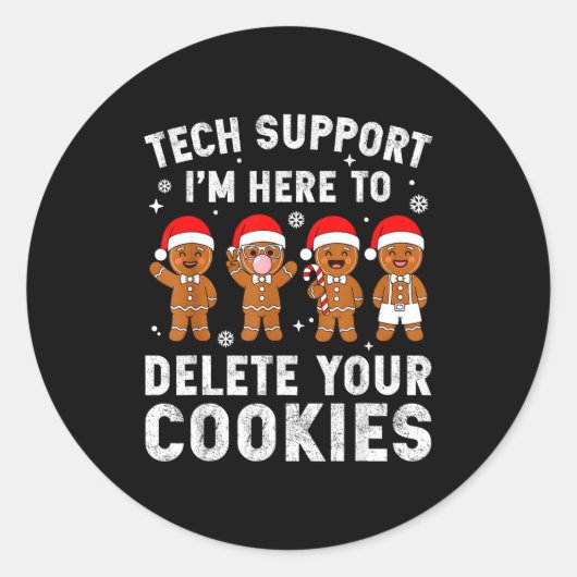 Tech Suprt Christmas Cookies Women Men Funny Chris ラウンドシール (正面)