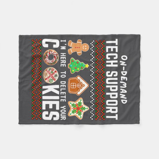 Tech Suprt Delete Cookies Funny Design Christmas P フリースブランケット (正面(横))