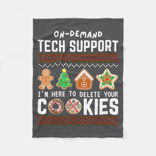 Tech Suprt Delete Cookies Funny Design Christmas P フリースブランケット (正面)