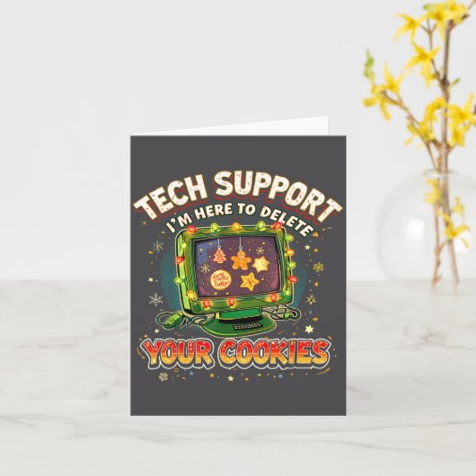 Tech Suprt Delete Your Cookies Christmas Meme カード (黄色い花)