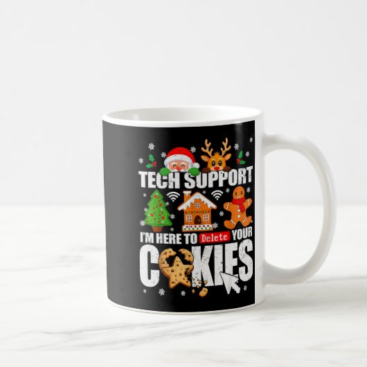 Tech Suprt Delete Your Cookies Men Ugly Christmas コーヒーマグカップ (右)