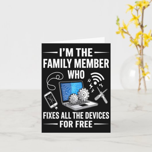 Tech Suprt Design For Men, Boys, Dad. Funny Meme  カード (黄色い花)