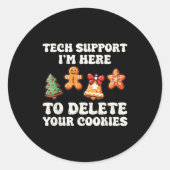 Tech Suprt Here To Delete Cookies Gingerbread Teac ラウンドシール (正面)