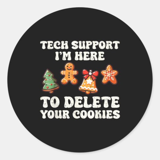 Tech Suprt Here To Delete Cookies Gingerbread Teac ラウンドシール (正面)