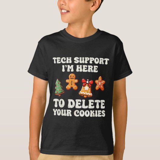 Tech Suprt Here To Delete Cookies Gingerbread Teac Tシャツ (正面)