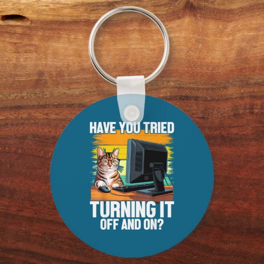 Tech Suprt Humor I Cat Engineer Computer It Guy  キーホルダー (正面)