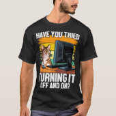 Tech Suprt Humor I Cat Engineer Computer It Guy  Tシャツ (正面)