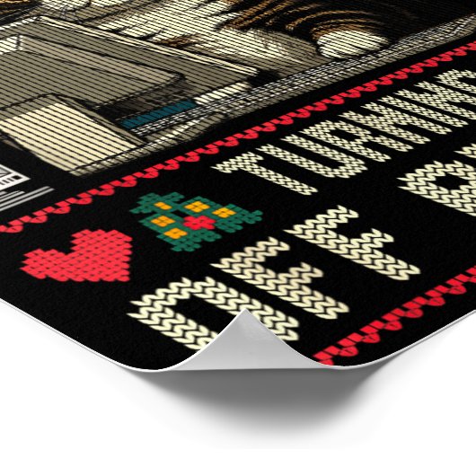 Tech Suprts Cat Engineer Computer Ugly Christmas S ポスター (角)