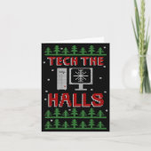 Tech The Halls Ugly Computer Geek Festive Christma カード (正面)