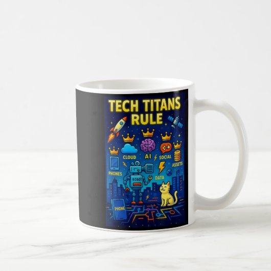 Tech Titans Rule Funny Big Technology Satire Wer G コーヒーマグカップ (右)