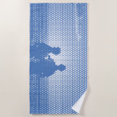 Tech White&Blueハーフトーンエフェクトカップルのビーチ ビーチタオル (正面)