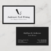 Tech Writer – 白クラシック黒ペンのロゴ 名刺 (正面/裏面)
