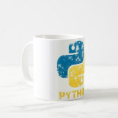 "TechBrewの熟練度: Pythonインスパイア- Mugs for Devs" コーヒーマグカップ (正面左)