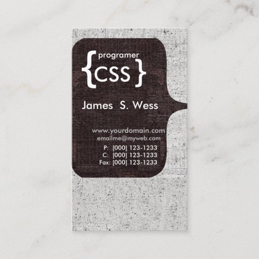 TechieモダンなCSSのコンピュータ・ソフトウェアの開発者 名刺 (正面)